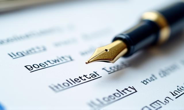 Detailed legal text on a digital screen with professional focus